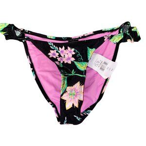 TOPSHOP Ruffle Flower Bikini Bottoms XS Beach Bathing Suit Pink Swimwear Beach